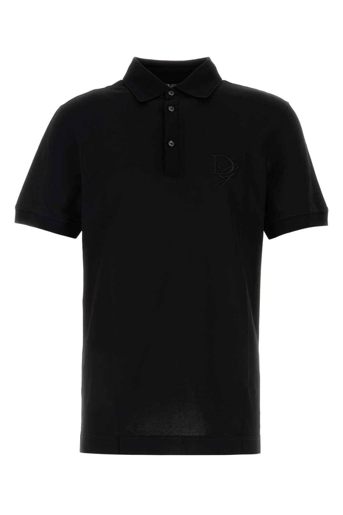 DOLCE & GABBANA Classic Black Piquet Polo Shirt for Men