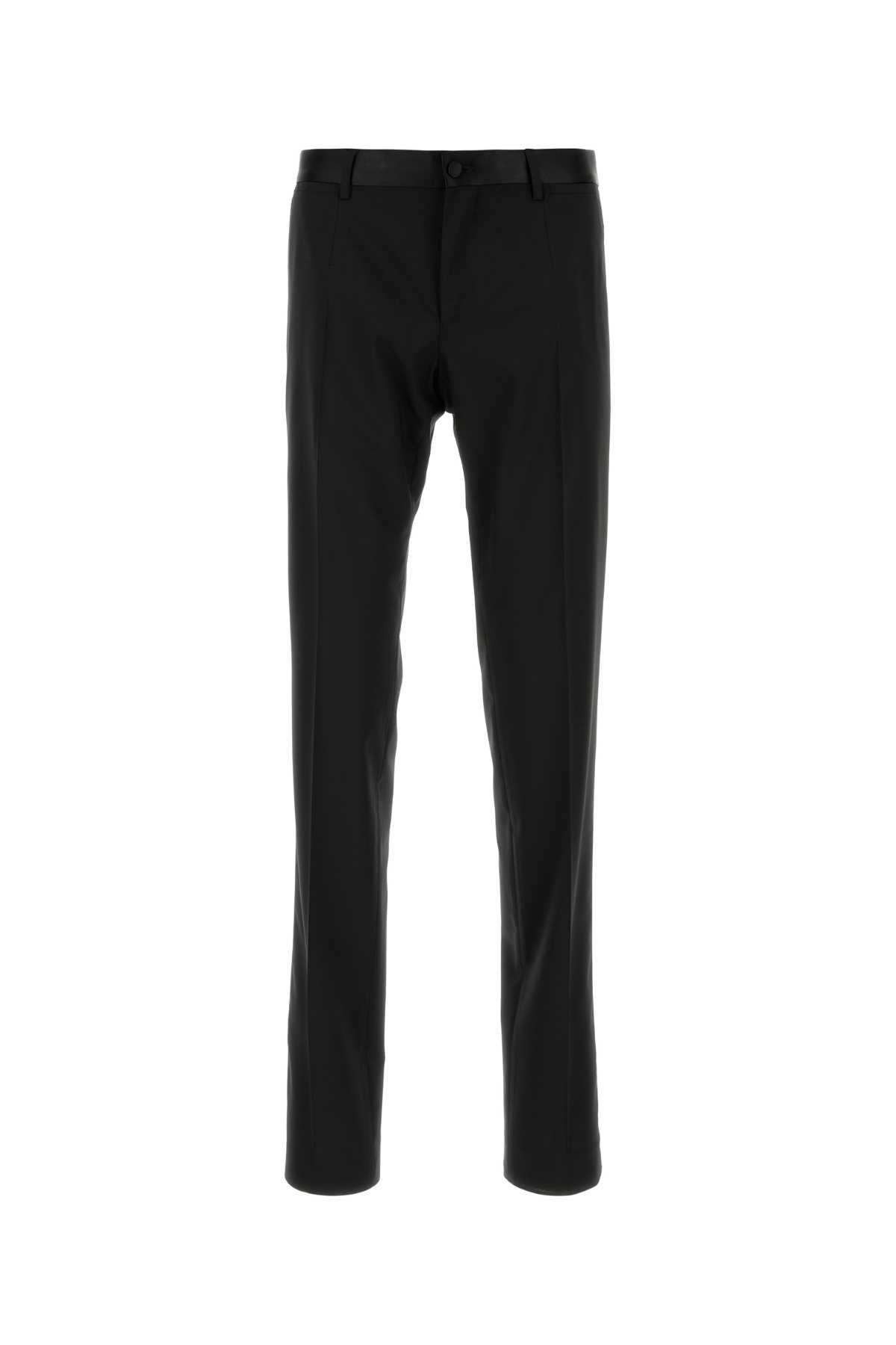 DOLCE & GABBANA Modern Black Stretch Wool Blend Pants - Perfect Fit