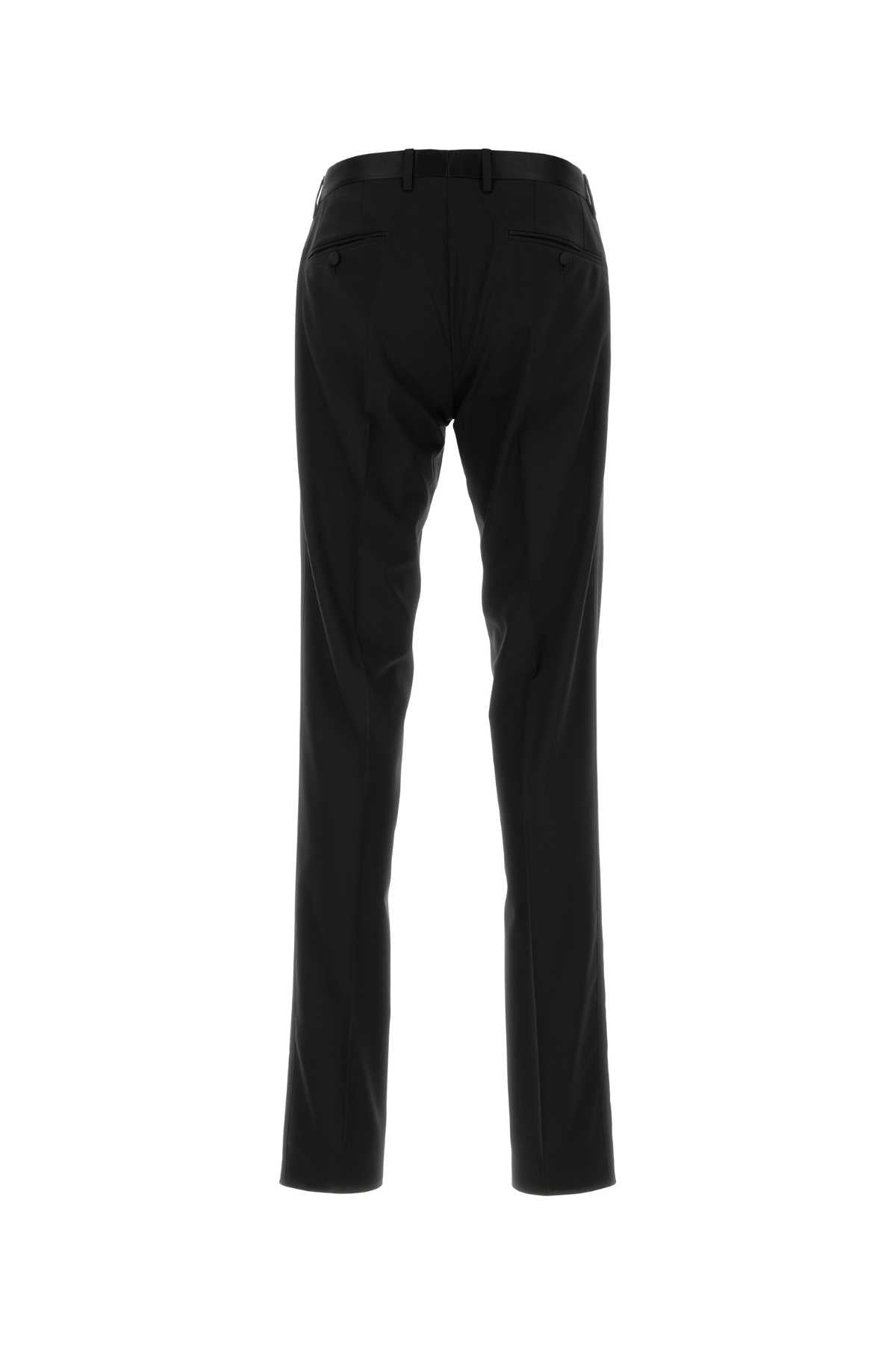 DOLCE & GABBANA Modern Black Stretch Wool Blend Pants - Perfect Fit