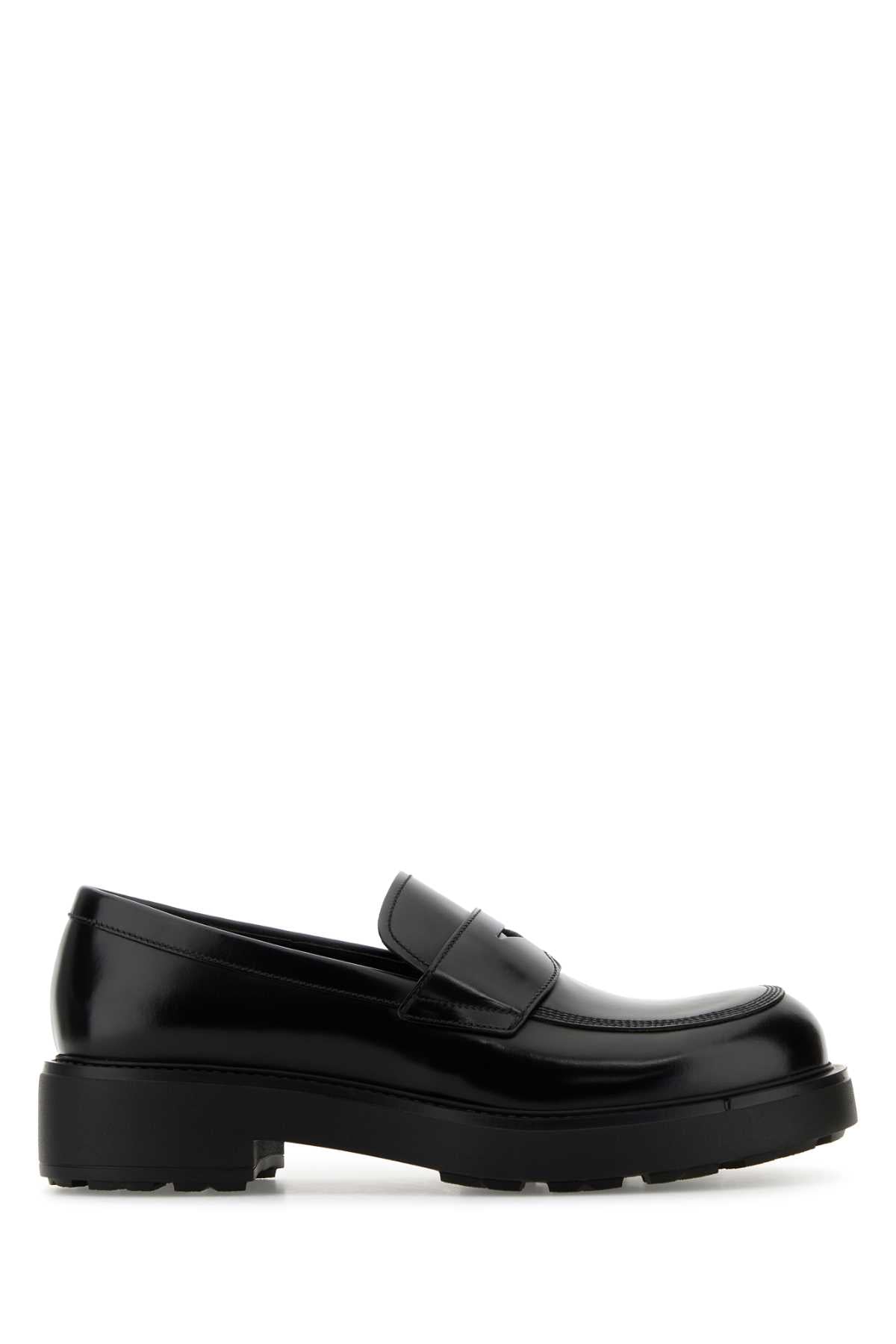 PRADA Classic Black Leather Loafers for Men