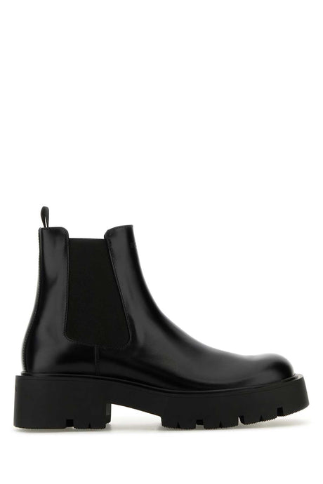 PRADA Stylish Black Leather Ankle Boots for Men