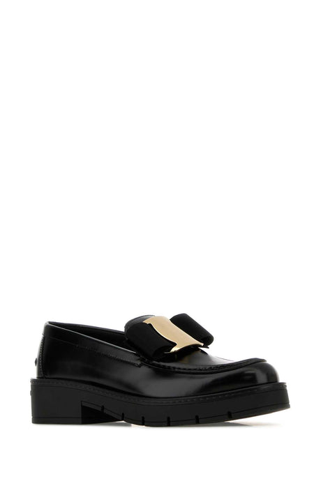 SALVATORE FERRAGAMO Elegant Black Leather Mirty Loafers for Women