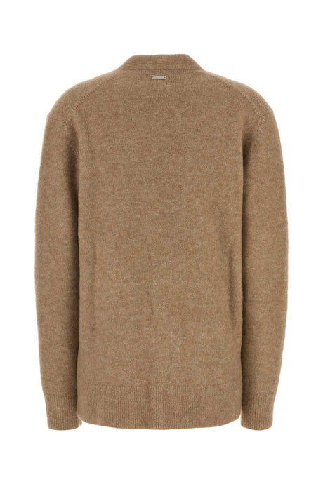 SALVATORE FERRAGAMO Oversized Camel Stretch Alpaca Blend Cardigan