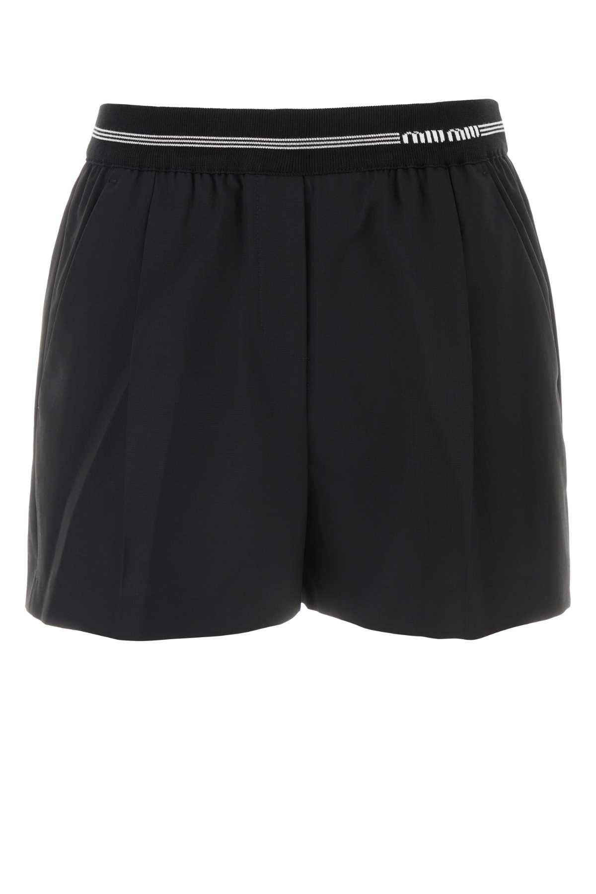 MIU MIU Chic Black Wool Mini Shorts for Women