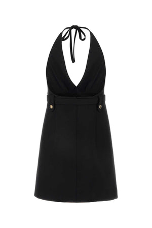 MIU MIU Elegant Black Stretch Wool Dress