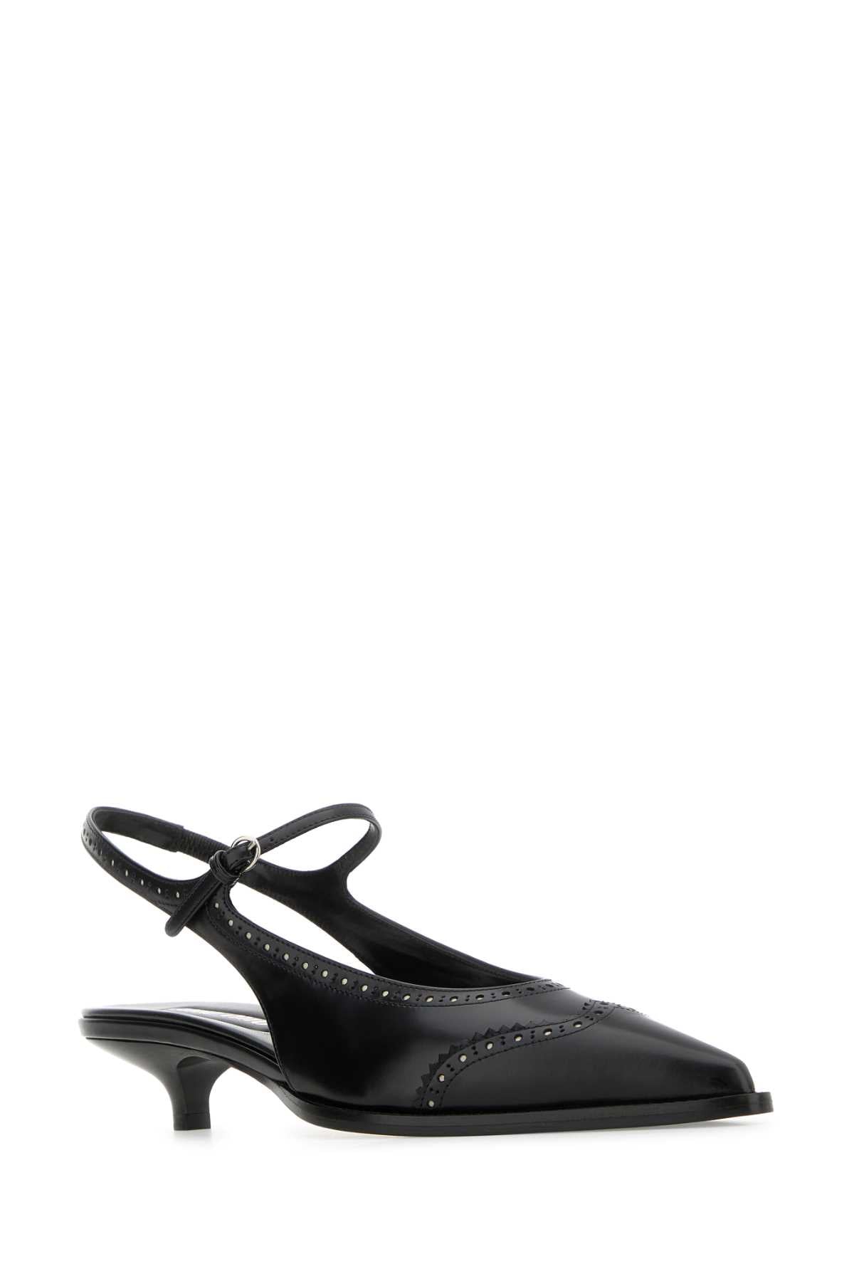 MIU MIU Chic Black Leather Brogue Pumps - 3.5 cm Heel Height