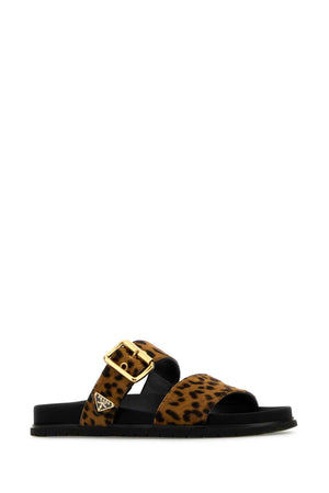 PRADA Elegant Printed Leather Hair Slippers for Women