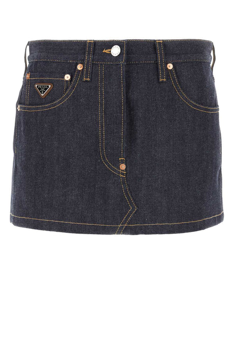 PRADA Chic Dark Blue Denim Mini Skirt