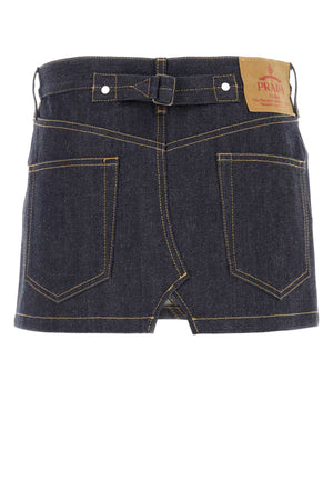 PRADA Chic Dark Blue Denim Mini Skirt