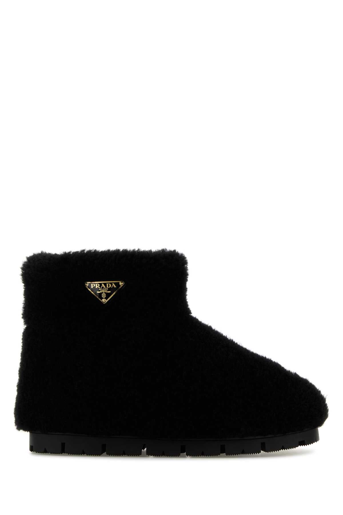 PRADA Chic Black Shearling Ankle Boots