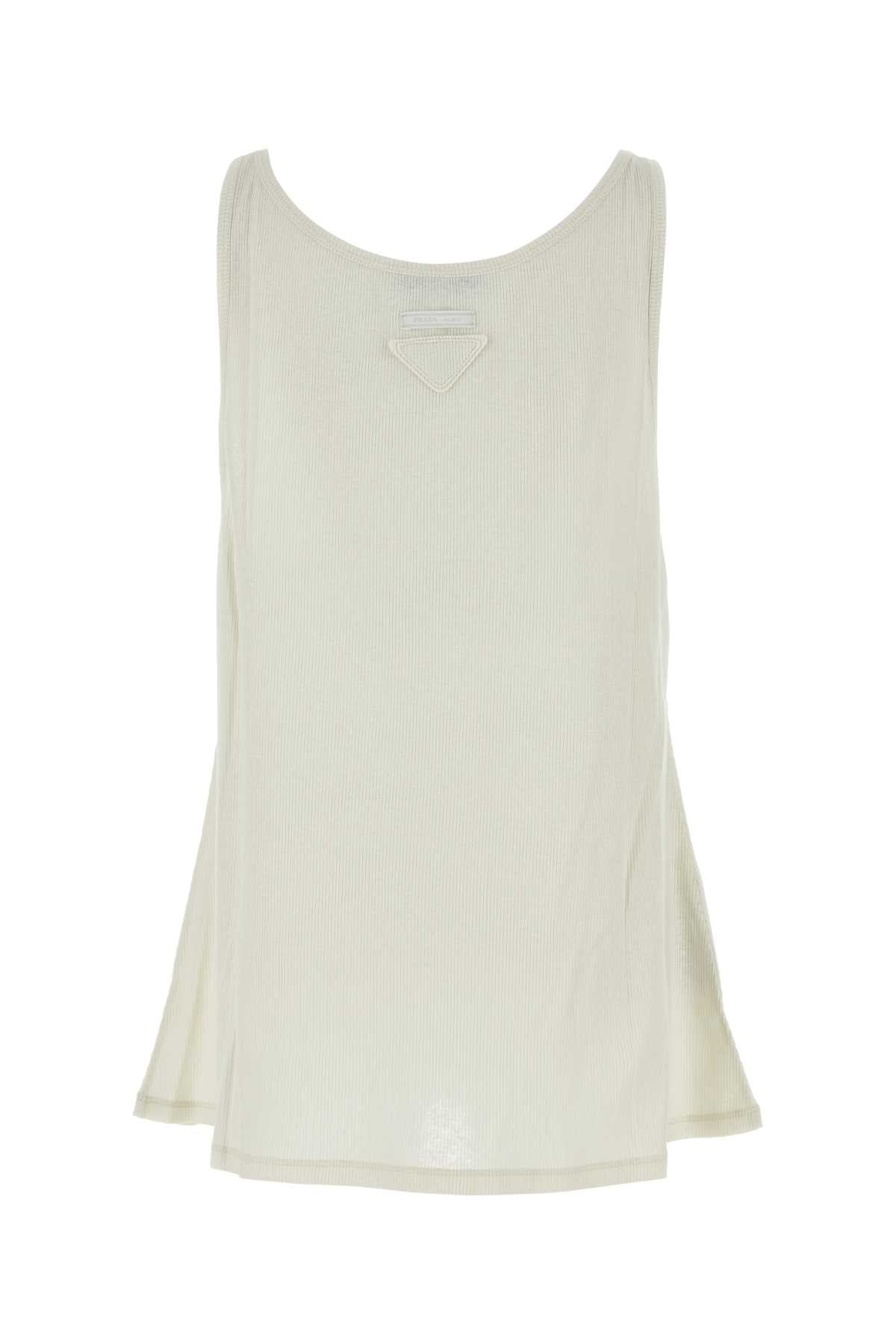 PRADA Ivory Oversized Linen and Cotton Tank Top