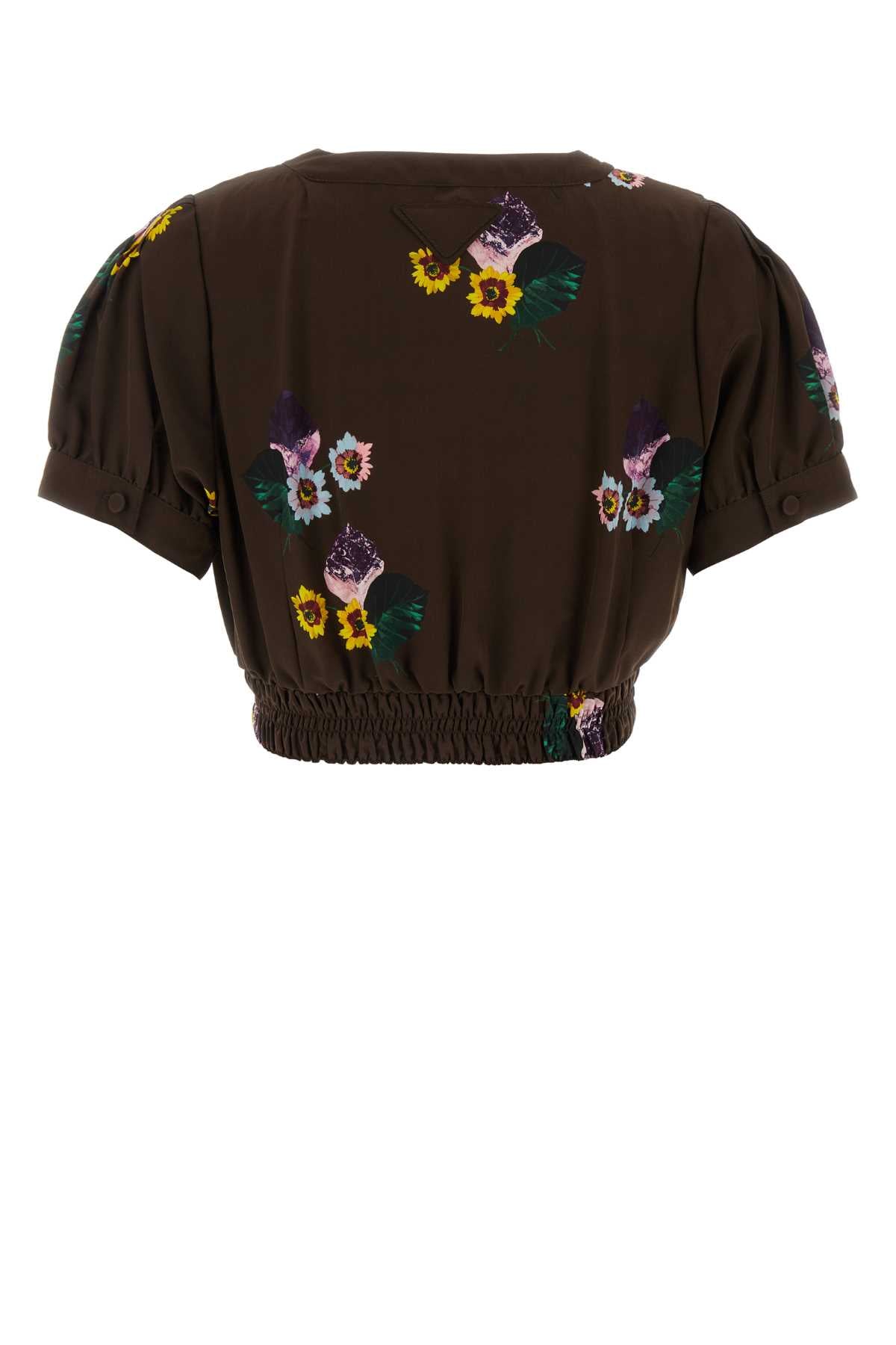 PRADA Floral Print Mini Crop Top