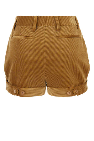 PRADA Chic Ochre Corduroy Mini Shorts for Women