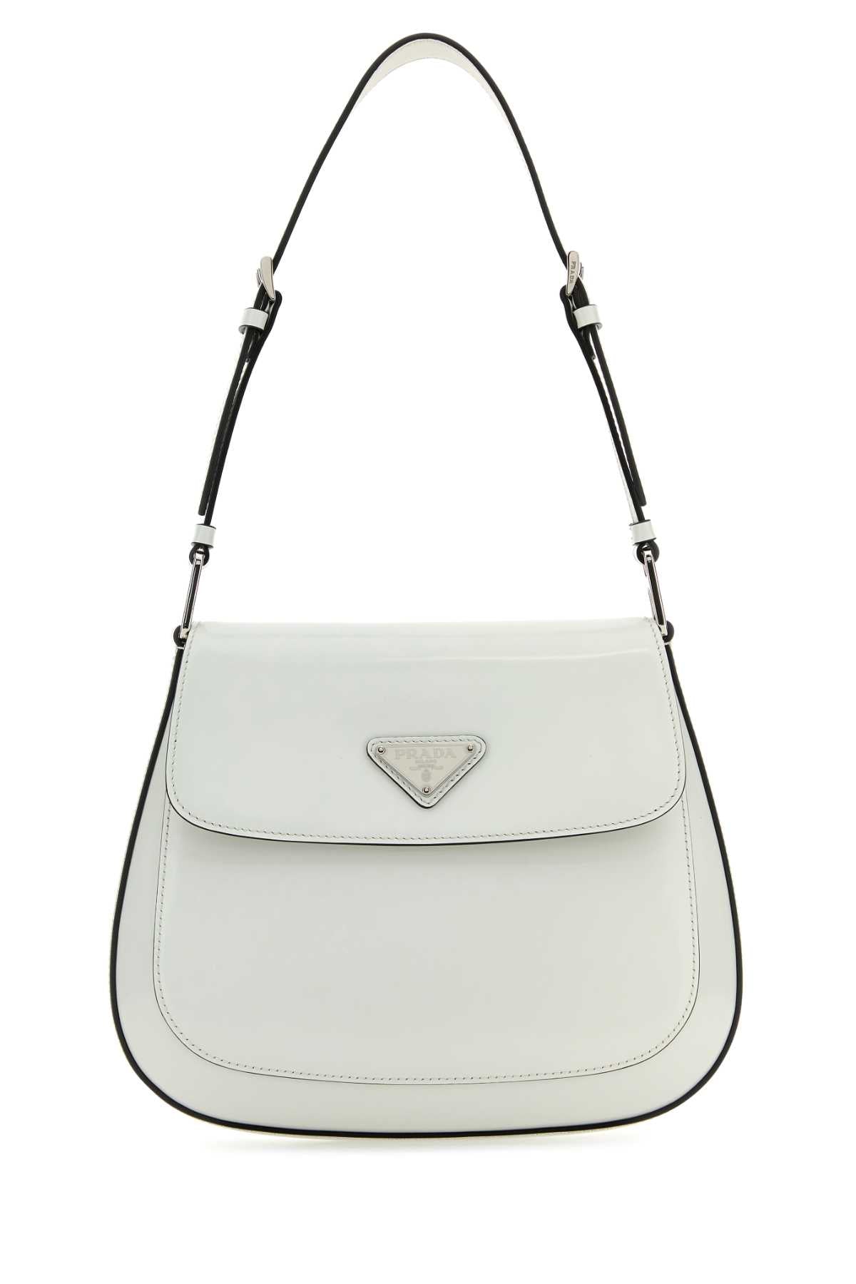 PRADA Mini White Leather Cleo Shoulder Handbag