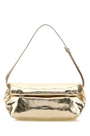 JIL SANDER Mini Gold Leather Rollup Shoulder Handbag