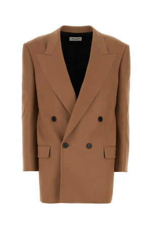 SAINT LAURENT Chic Caramel Gabardine Blazer for Women