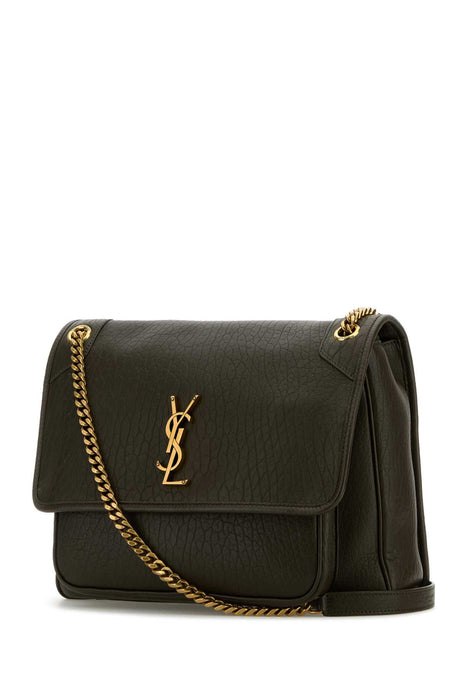 SAINT LAURENT Large Leather Niki Handbag - Dark Green - 47 cm x 34 cm x 16 cm