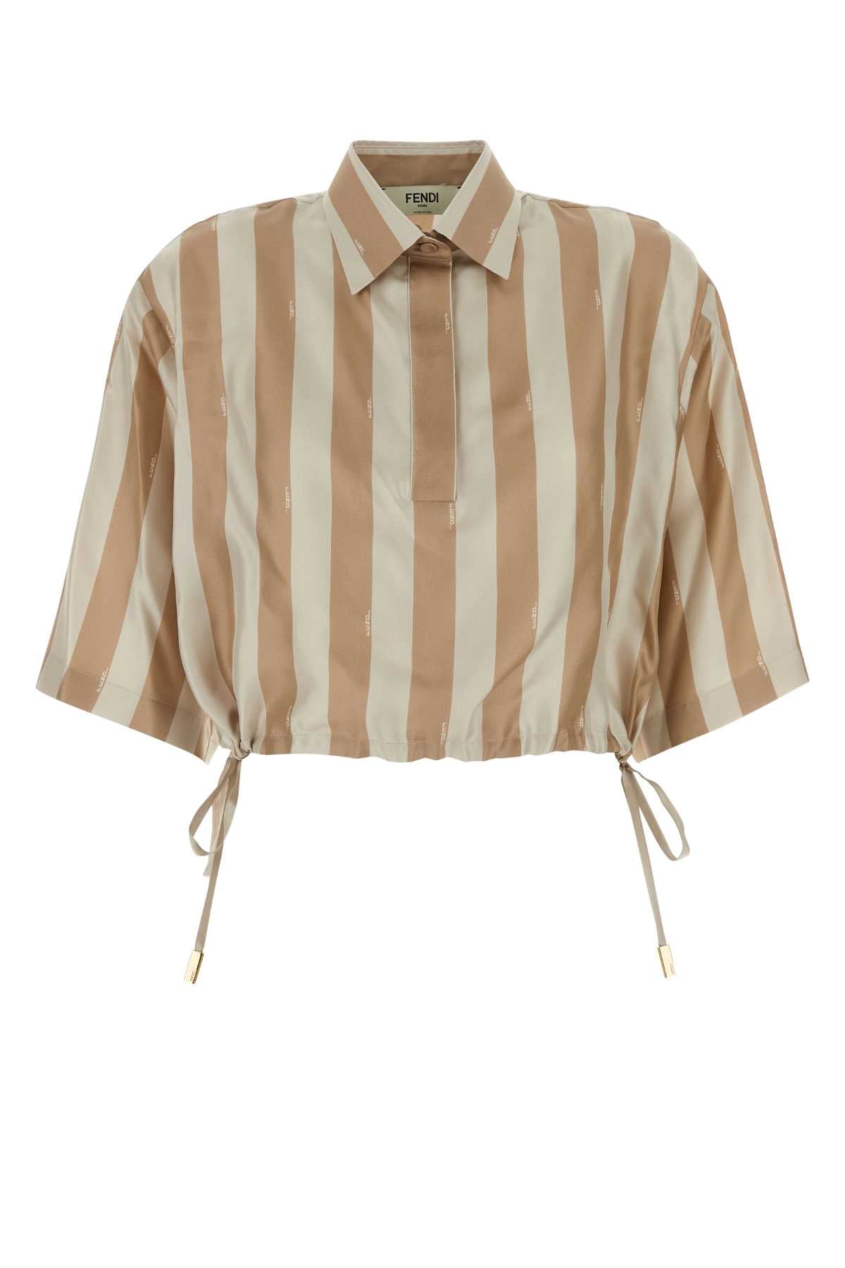 FENDI Silk Striped Polo Shirt for Women - Perfect for Spring 2024