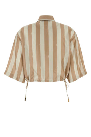 FENDI Silk Striped Polo Shirt for Women - Perfect for Spring 2024