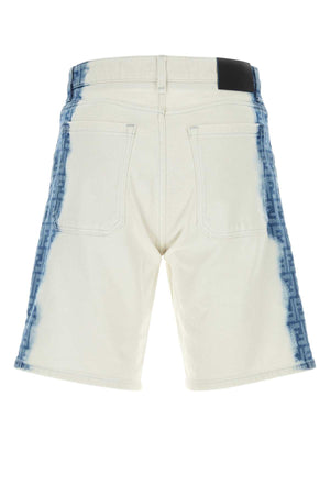 FENDI Men's White Stretch Denim Bermuda Shorts