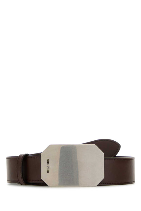 MIU MIU Elegant Brown Leather Belt - 3.5 cm Height