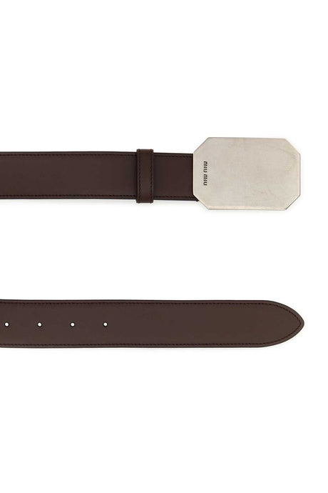 MIU MIU Elegant Brown Leather Belt - 3.5 cm Height