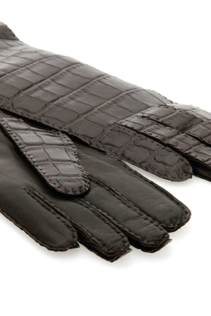 MIU MIU Elegant Dark Brown Leather Gloves for Women