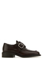 MIU MIU Chic Dark Brown Leather Monk Strap Shoes for Women