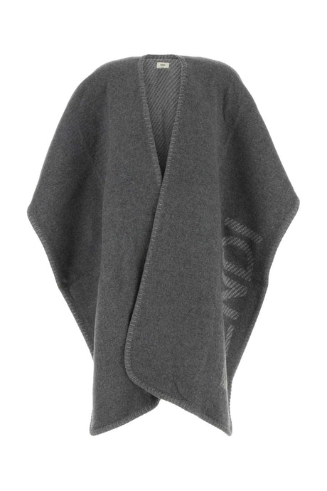 FENDI Dark Grey Wool Blend Cape for Women