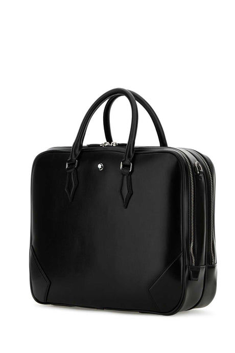 MONTBLANC Large Briefcase - Classic Black Leather