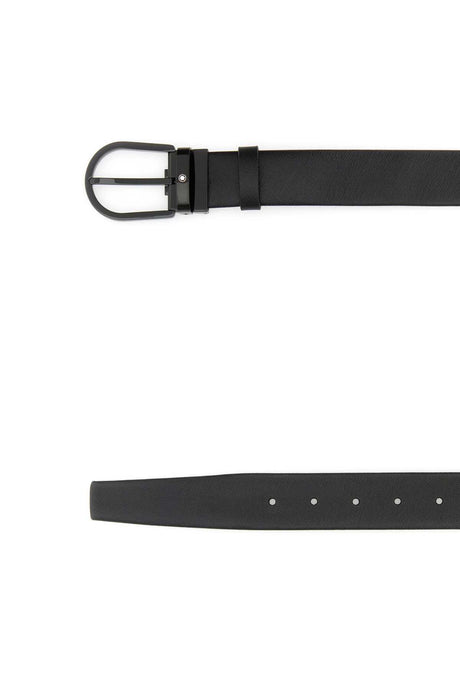 MONTBLANC Elegant Black Leather Belt - 3.5 cm Height