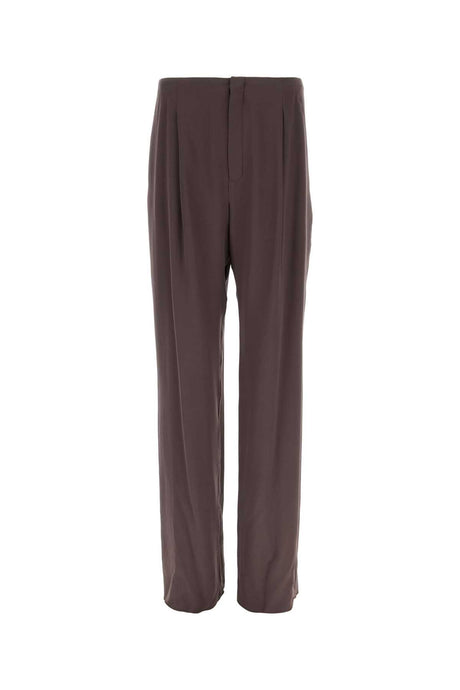 SAINT LAURENT Brown Crepe Wide-Leg Pant