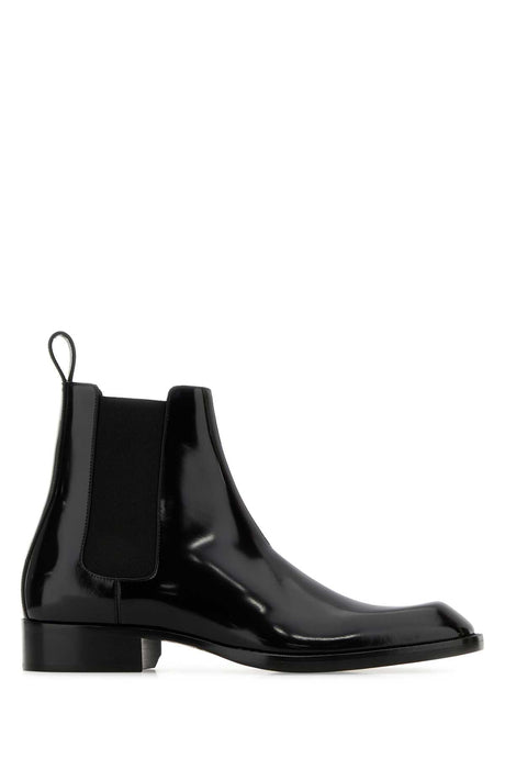 SAINT LAURENT Classic Black Leather Ankle Boots - Men's Size