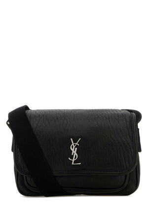 SAINT LAURENT Mini Black Leather Messenger Crossbody Handbag