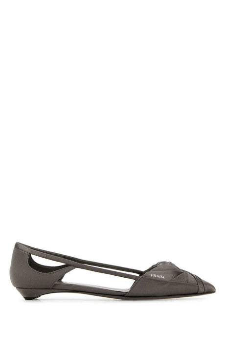 PRADA Elegant Dark Grey Satin Ballerinas