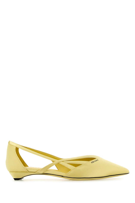 PRADA Pastel Yellow Satin Ballet Flats for Women