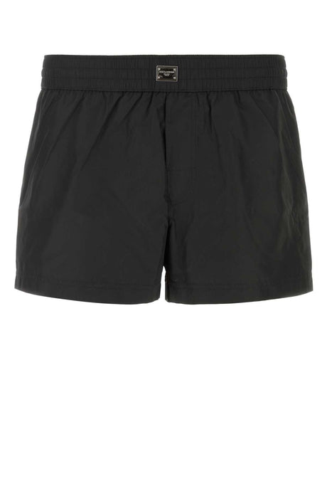 DOLCE & GABBANA Essential Black Polyester Swim Shorts