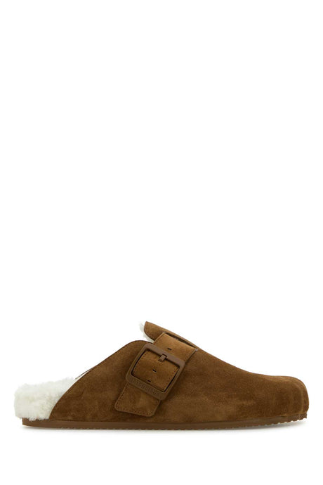 BALENCIAGA Camel Suede Weekend Slippers for Women