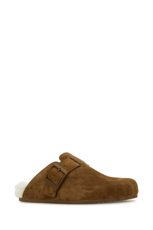 BALENCIAGA Camel Suede Weekend Slippers for Women