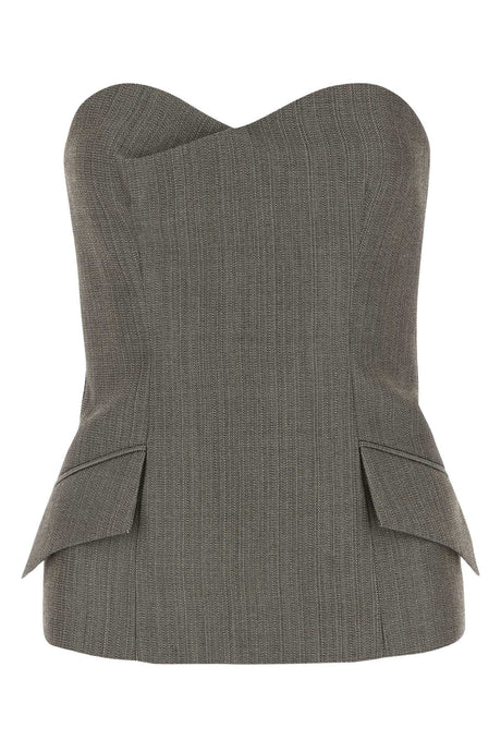 ALBERTA FERRETTI Dove Grey Wool Bodice Top for Women - Size Mini