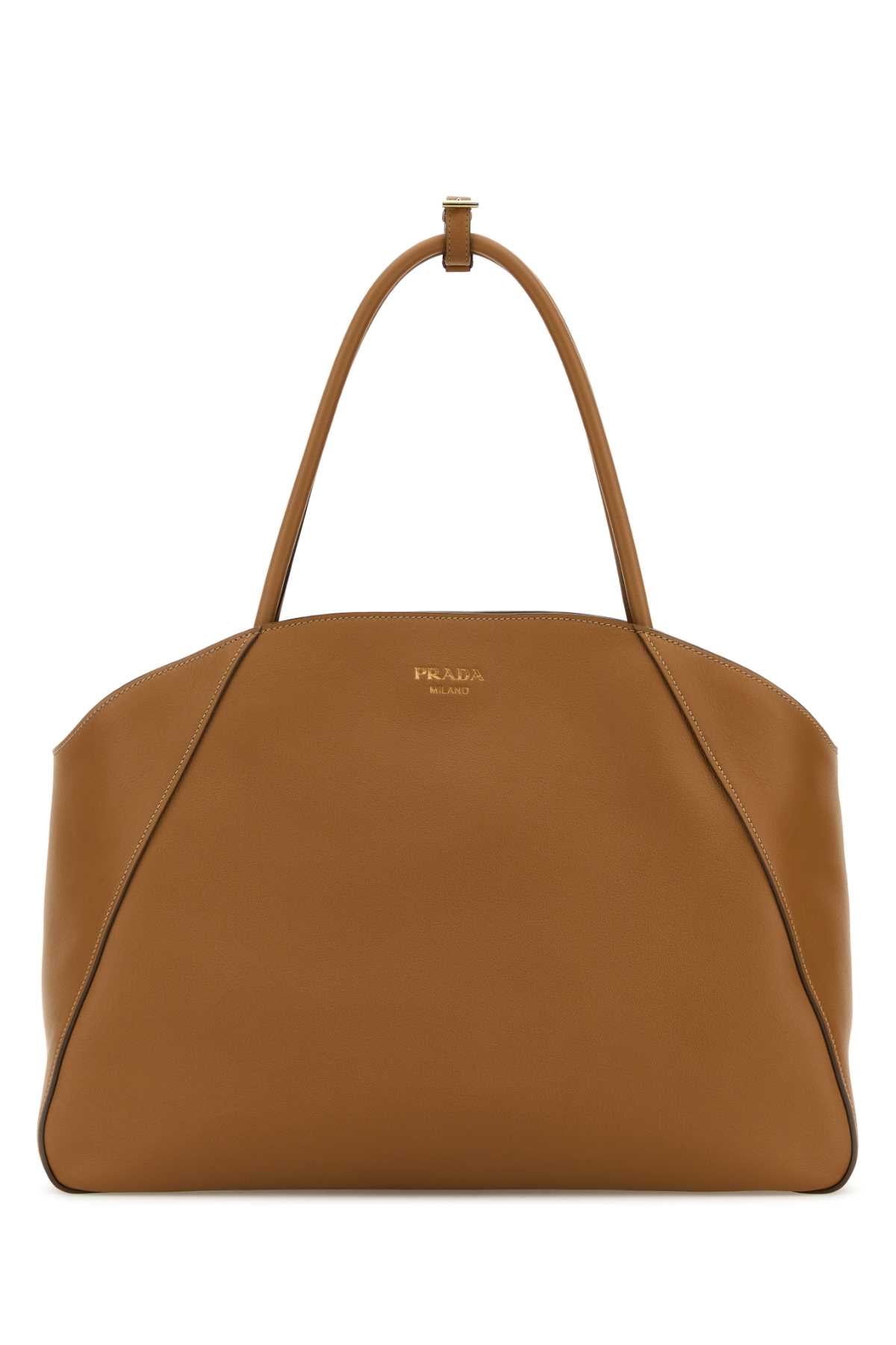 PRADA Elegant Caramel Leather Shopping Handbag - 40 cm x 30 cm x 18 cm