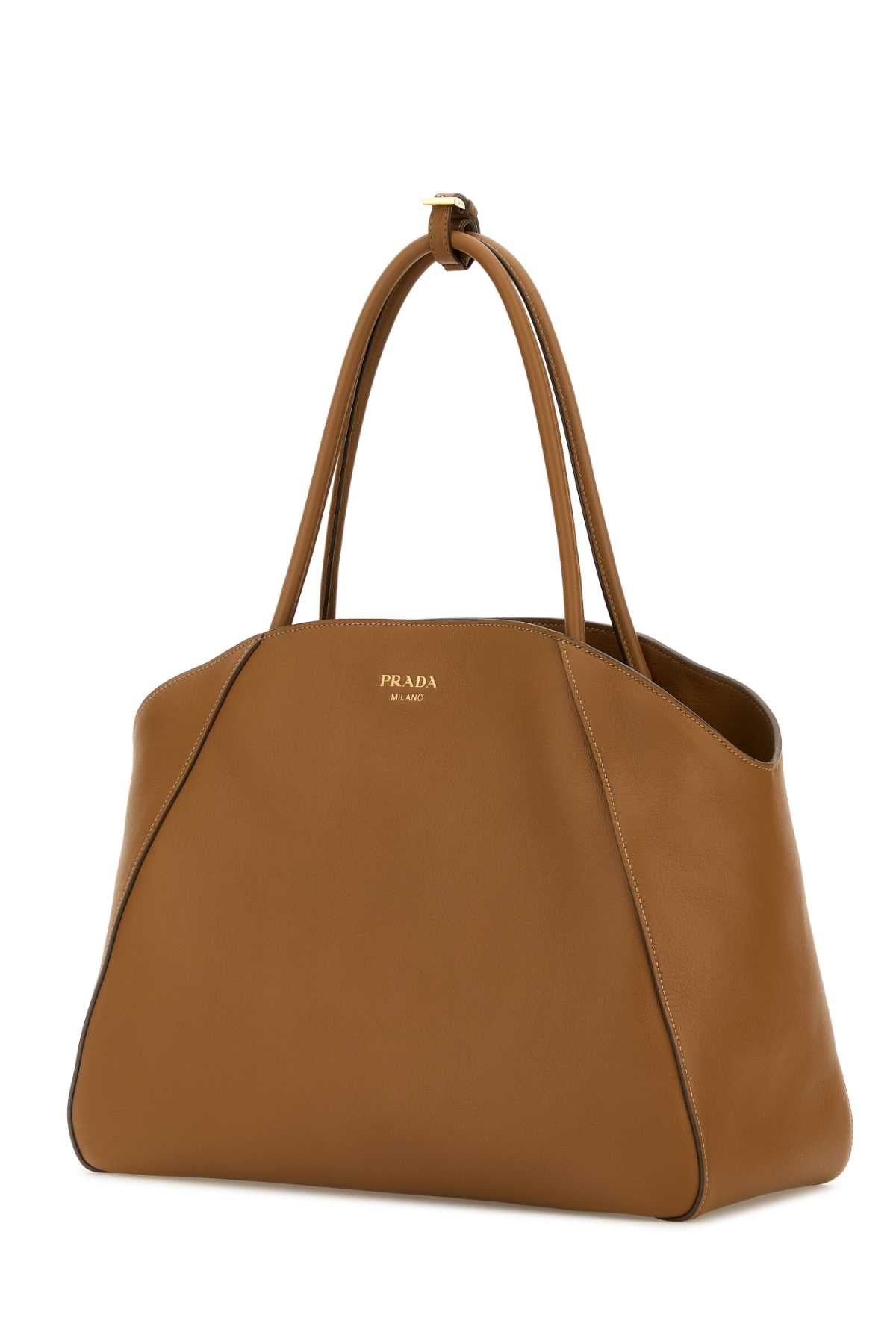 PRADA Elegant Caramel Leather Shopping Handbag - 40 cm x 30 cm x 18 cm