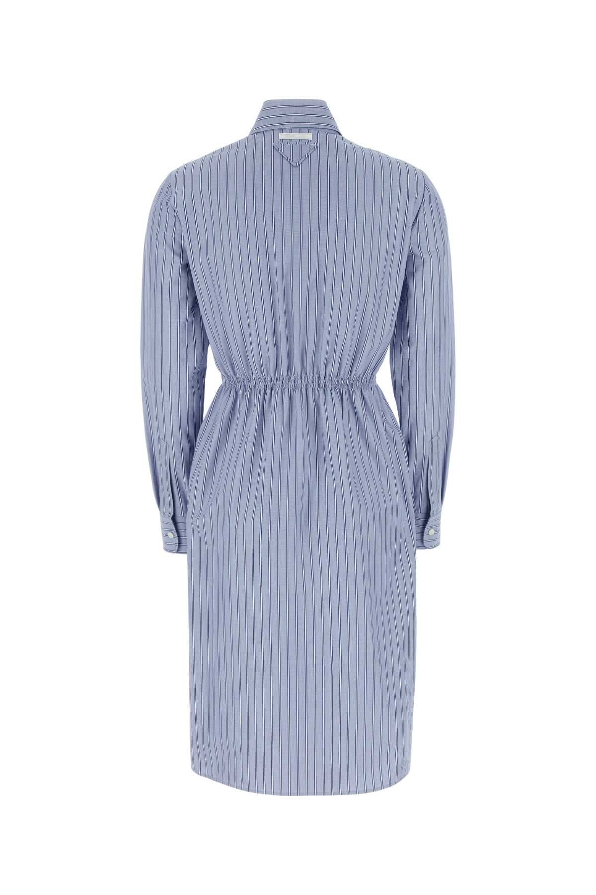 PRADA Embroidered Chambray Mini Shirt Dress