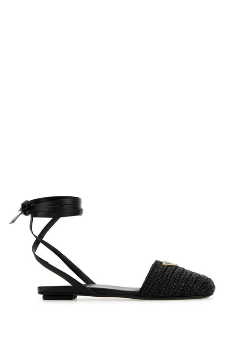 PRADA Chic Black Raffia Sandals for Women - Summer Style