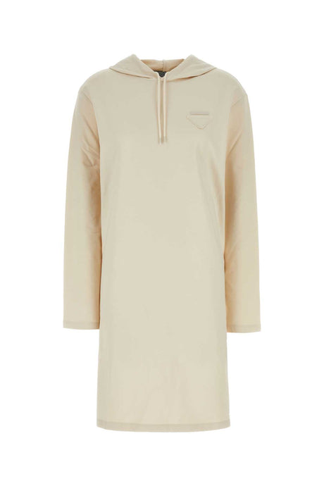 PRADA Cream Stretch Cotton Mini Sweatshirt Dress