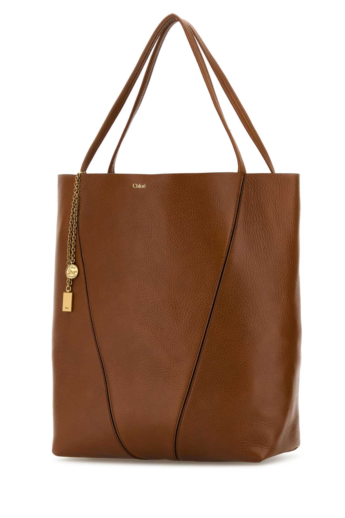 CHLOE Large Caramel Leather Spin Shopping Handbag