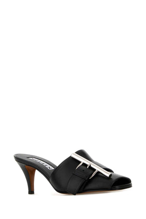 ALEXANDER MCQUEEN Elegant Black Leather Flats with 7 cm Heel for Women