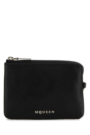 ALEXANDER MCQUEEN Mini Black Leather Sling Card Holder