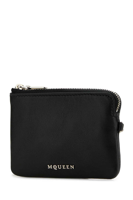 ALEXANDER MCQUEEN Mini Black Leather Sling Card Holder