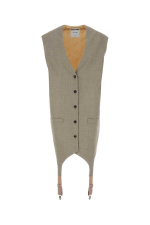 MOSCHINO Oversized Two-Tone Wool and Satin Vest